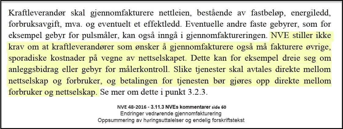 gjennomfakturering-slike-tjenester-direkte-mellom- forbuker-og-nettselskap gjennomfakturering av avlesningsgebyr