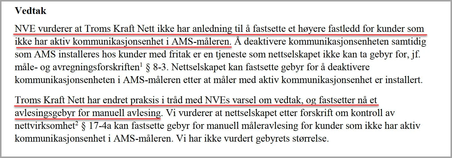 troms-kraft-nett-fikk-nve-vedtak Troms Kraft Nett om kundespesifikke kostnader